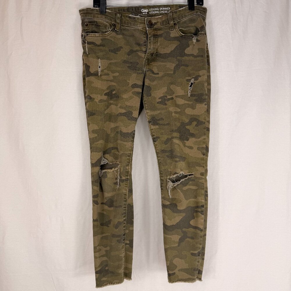 Gap Women's Distress Stretchy Pant | Camo | Size 10 | Inseam 30"